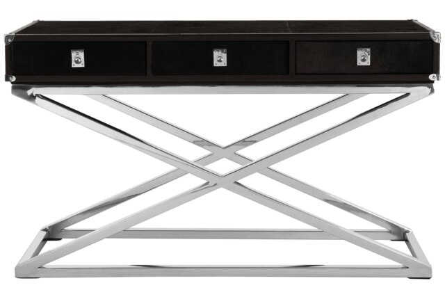 Kensington Townhouse Hair On Hide 3 Drawer Console Table Black