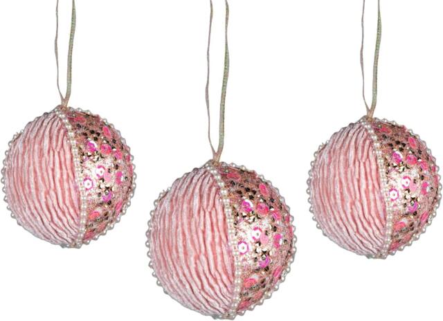 7cm Bauble Baby Pink - 3Pcs Christmas Hanging Decorations