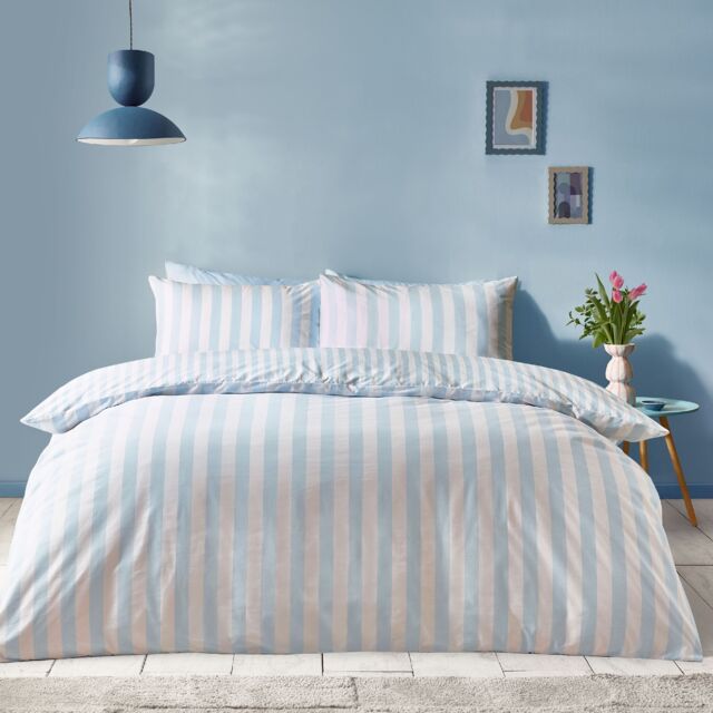 Sassy B Stripe Tease Reversible Duvet Cover Set Blue King