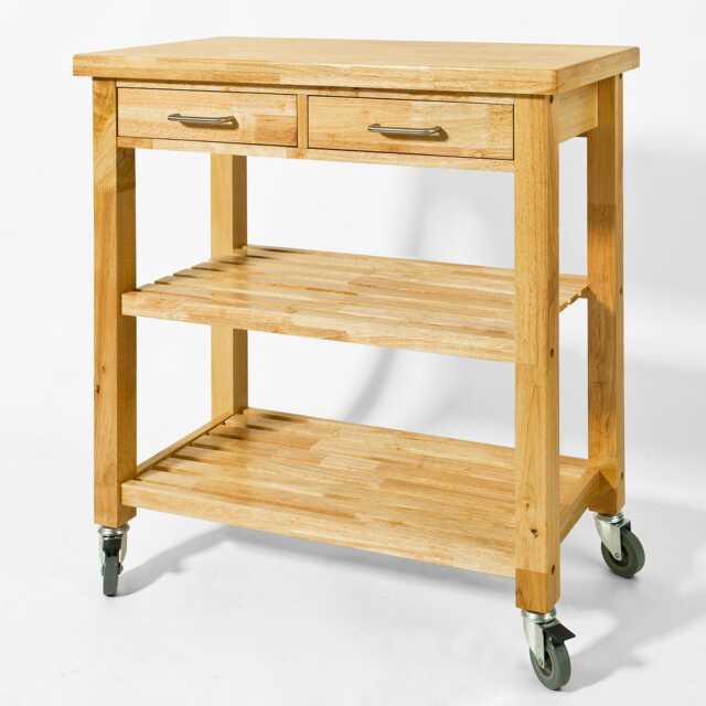 SoBuy Kitchen Trolley on Wheels, Solid Wood, 31.5 x 15.75 x 35.4 inches, 18.9 kg - FKW24-N