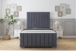 "Sloomy California Steel Plush Bed Frame With Mattress With 50"" Upholstered Headboard 4'6 Double"