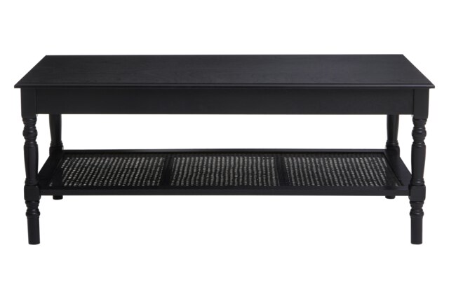 Interiors by Premier Traditional Black Coffee Table, Wood Table for Coffee and Outdoor with Bottom Shelf, Pine Wood Tea Table Black