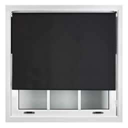 Blackout Roller Blind 160cm Wide x 165cm Long Metal Fittings Black Black