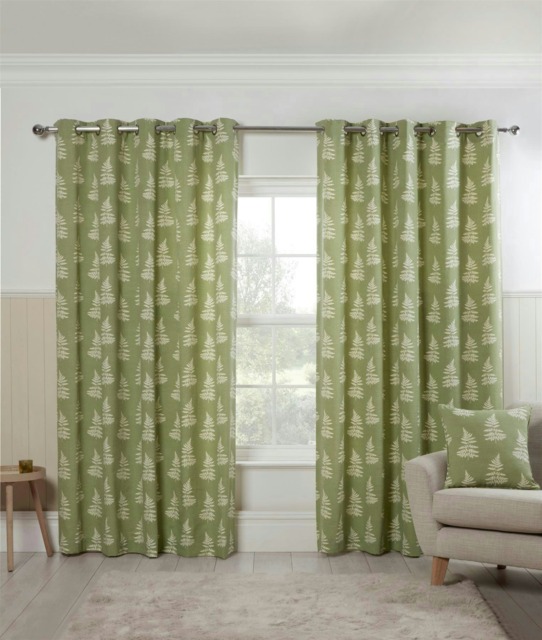 Esher Eyelet Curtains - Green - 168cm x 183cm