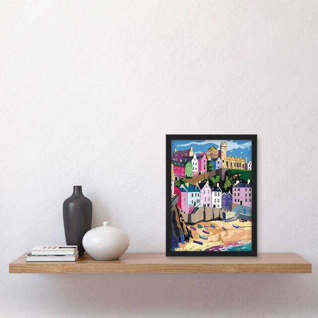 Tenby Harbour Beach Coastal Townscape Home Decor Black Framed Wall Art Print A4