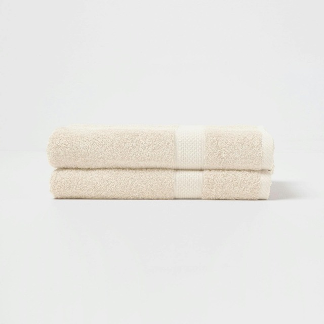 Homescapes Turkish Cotton Bath Towel Set of 2 - Cream Cream Bath towel 2