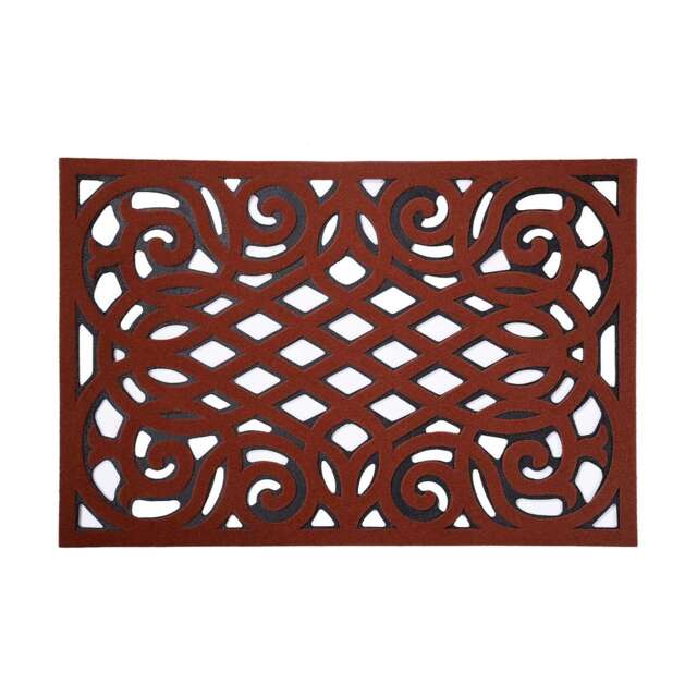 Nicoman Victorian Style Rubber Outdoor Door Mat Red 75 x 44cm Red 75 x 44cm