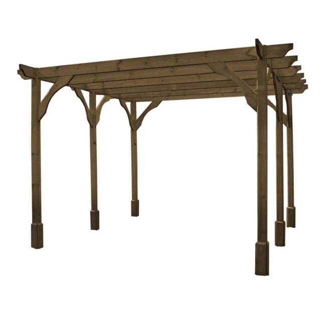Premium Pergola 6 Posts - Wood - L300 x W420 x H270 cm - Rustic Brown