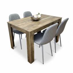 Kosy Koala Modern Dining Table Set With 4 Grey Gem Pattern Chairs Dining Room Furniture