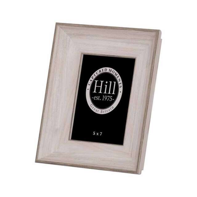 "White Washed Photo Frame 5X7 - Wood - L4 x W21 x H26 cm - Grey - White Brown 5"" x 7"""