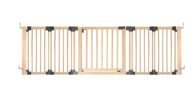 Safetots Wooden Multi Panel Room Divider, up to 256cm, Natural Wood, 76cm Tall, Flexible Room Divider for Baby and Toddler Cream Natural
