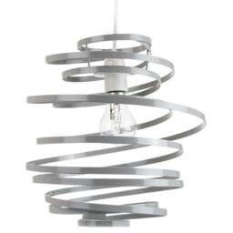 Contemporary Grey Gloss Metal Double Ribbon Spiral Swirl Ceiling Light Pendant Grey