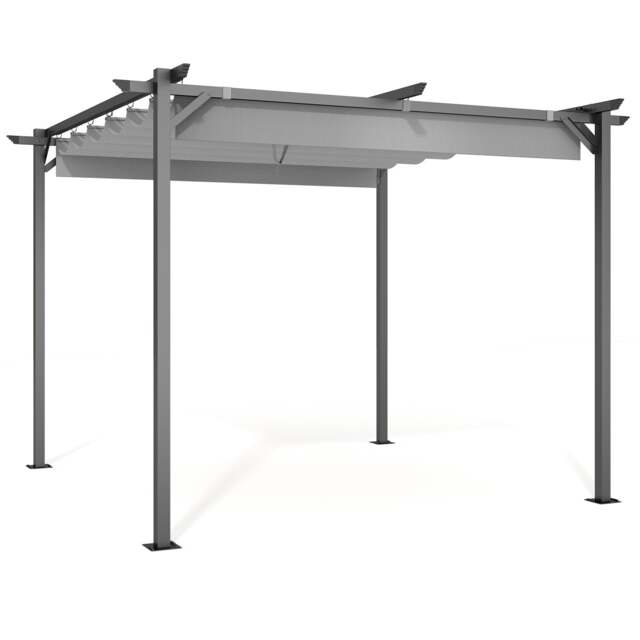 Rattantree Outdoor Retractable Pergola Gazebo Metal Canopy 8ft x 8ft
