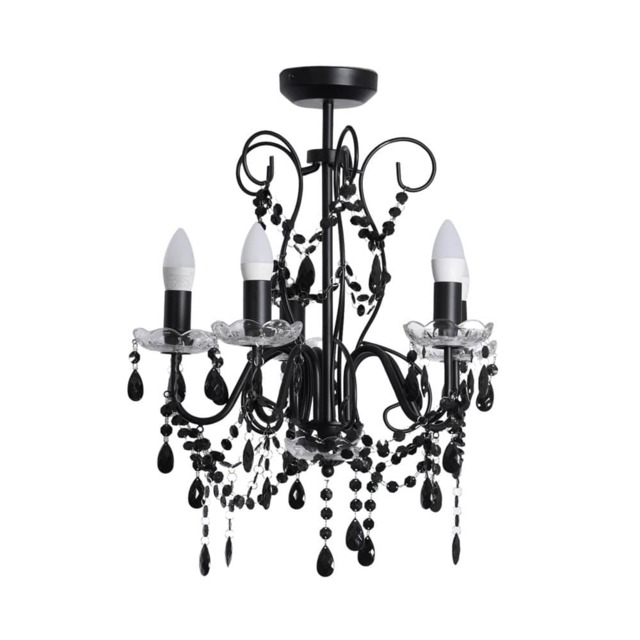 ValueLights Viscount 5 Way Black Jewel Chandelier Ceiling Pendant Light Black