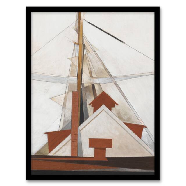 "Sailboat Masts Cubist Painting Demuth Framed Wall Art Print 12X16"""