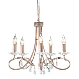 Christina 5 Light Chandelier Silver, Gold Finish, E14