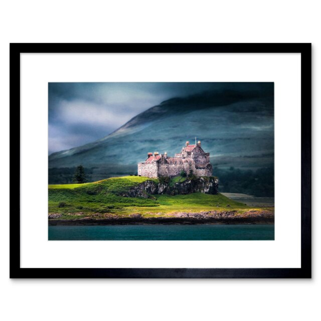 "Duart Castle Scotland Isle Mull Home Decor 12x16"" Framed Wall Art Print"