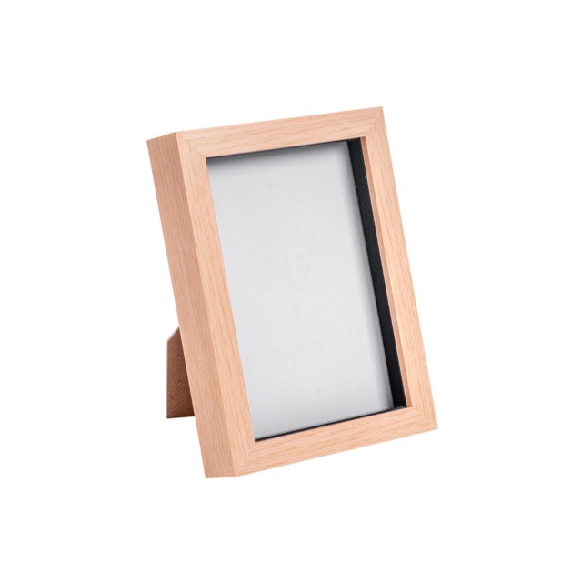 "Nicola Spring 5 x 7"" Photo Frame - Light Wood - 3D Photo Frame Picture Frame Box Portrait Display Case (20 x 15cm)"