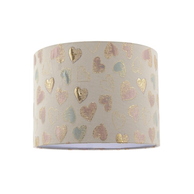 Feminine Pink Duck Egg and Shiny Gold Hearts Circular Lamp Shade Gold Gold 1