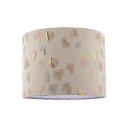 Feminine Pink Duck Egg and Shiny Gold Hearts Circular Lamp Shade Gold Gold 1