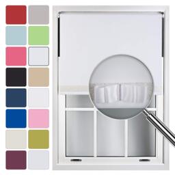 FURNISHED Blackout Roller Blind with White Glitter Trim and White Bow Cut to Size White White (W) 180cm x (L) 165cm