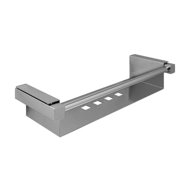 COSMIC Bathroom Shelf Rectangular, 34 cm, Silver Gloss, Metal, Wall-mounted
