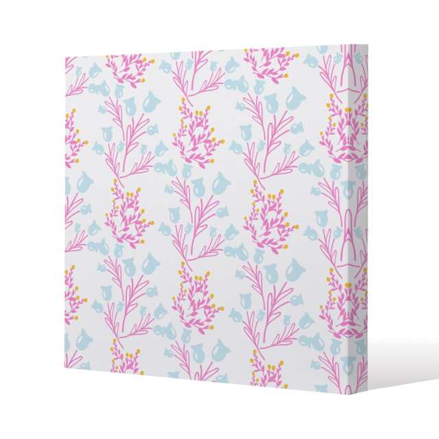 Pink & Blue Flower Design (Canvas Print) / 77 x 77 x 4cm Multi