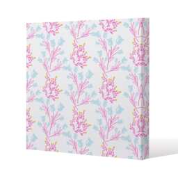 Pink & Blue Flower Design (Canvas Print) / 77 x 77 x 4cm Multi