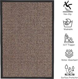 KAV Door Mat Dirt Trapper - Durable Indoor and Outdoor Non-Slip Rug - Super Absorbent- Home, Office(Brown / Black, 90cm x 150cm)