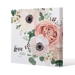 Garden Flower, Pink Peach Rose, White Anemone (Canvas Print) / 61 x 61 x 4cm Multi