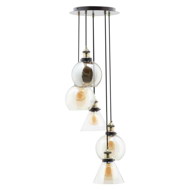 BHS Carter Industrial Style Ceiling Cluster Pendant, Bronze