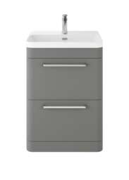 Balterley Floor Standing 2 Drawer Vanity Unit with Ceramic Basin Grey Cool Grey 862 x 607 x 460mm