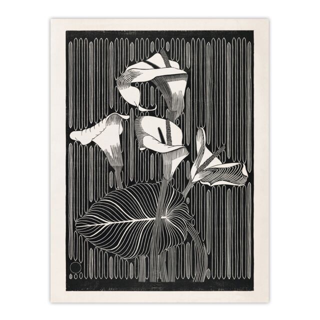 Stylised Calla Lily Flowers De Mesquita Huge Wall Art Print 18X24 In
