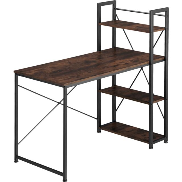 Desk Hershey - integrated shelf with 3 compartments Brown Industrial wood dark, rustic 122 x 61 x 120 cm 1
