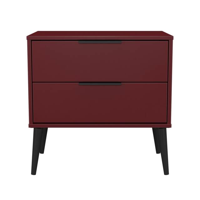 Fuji 2 Drawer Wide Bedside Table in Red Matt (Ready Assembled) Red Red Matt