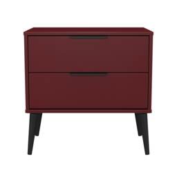 Fuji 2 Drawer Wide Bedside Table in Red Matt (Ready Assembled) Red Red Matt
