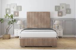 "Sloomy Langston Mink Naples Deep-Sided Bed Frame With 50"" Upholstered Headboard 4' Small Double"