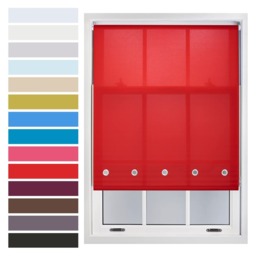 FURNISHED Roller Blinds with Chrome Round Eyelets and Metal Fittings Cut to Size Sheer Window Shade Red Red (W) 90cm x (L) 165cm