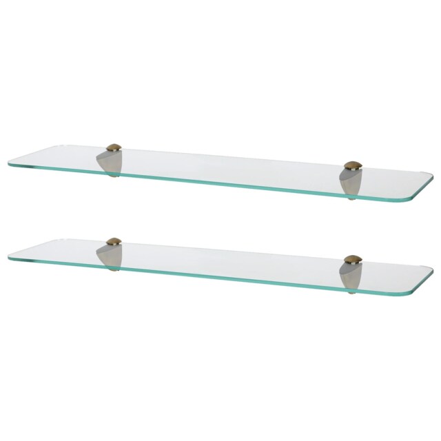 Harbour Housewares Rounded Floating Glass Shelf - 60cm - Metallic Brackets - Bathroom Shower Storage Vanity Display Unit Shelf Gold Gold 2