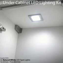 3 Pack of Ultra-Slim Aluminium LED Under Cabinet Lights with Driver - Natural White