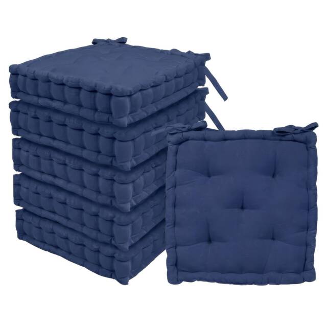 Harbour Housewares Deluxe Square Seat Pads - 40 x 40cm - Navy - Pack of 6