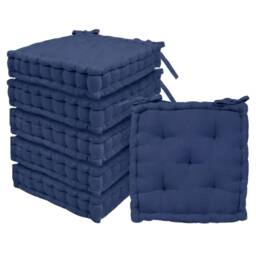 Harbour Housewares Deluxe Square Seat Pads - 40 x 40cm - Navy - Pack of 6