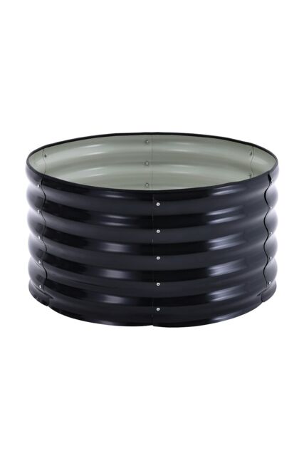 Living and Home Round Galvanized Steel Raised Garden Bed - Black