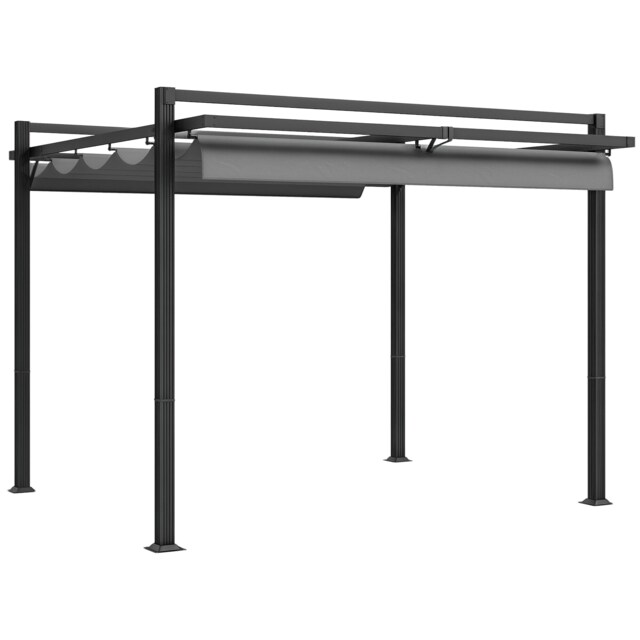 Outsunny 3 x 3(m) Pergola with Retractable Roof and Aluminium Frame, Grey Grey
