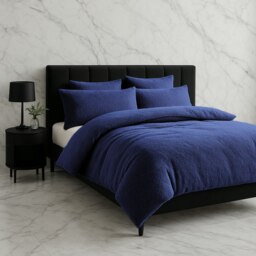 Teddy Bear Fleece Soft Cosy Duvet Cover + Pillow Case Set Blue Navy Blue King