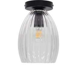 Birch - Clear Fluted Glass Black Ceiling Light Fitting