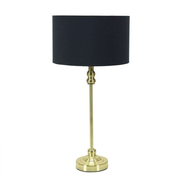 ValueLights Maggie Gold Candlestick Table Lamp Black Gold Shade Gold