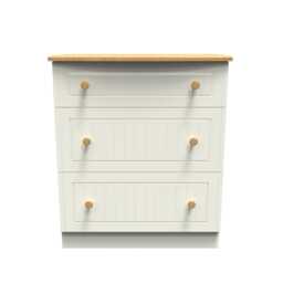 Lancaster 3 Drawer Deep Chest of Drawers in Cream Ash & Oak (Ready Assembled) Cream Cream Ash & Oak