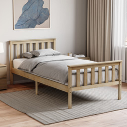 Vida Designs Milan 3ft Single Bed Wood Frame, High Foot End, Pine, 90 x 190cm