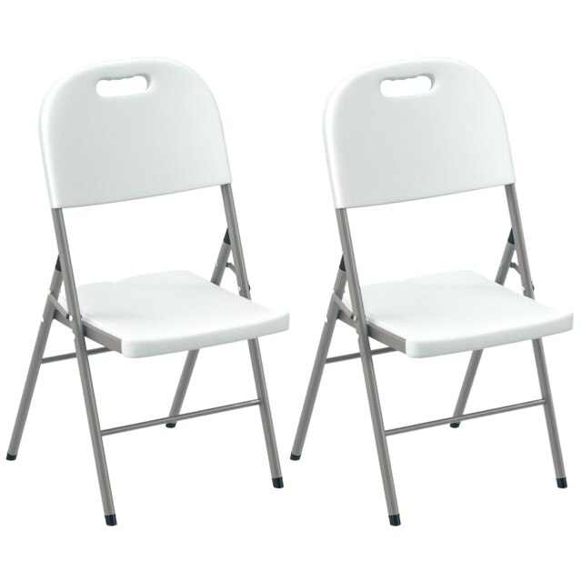 Outsunny 2/4PCS Folding Chair with Steel Frame, Garden Chair Set, White Multi One Size